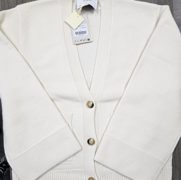 Axel Arigato Memory Relaxed Cardigan Ivory Lambs Wool Oversized Boxy Medium - Picture 6 of 16